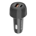 Techsuit - Зарядно за кола CarbonVolt (C7) - Бързо зареждане 48W, USB, Type-C, QC3.0 18W, PD30W - Черно
