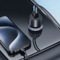 Techsuit - Зарядно за кола CarbonVolt (C7) - Бързо зареждане 48W, USB, Type-C, QC3.0 18W, PD30W - Черно