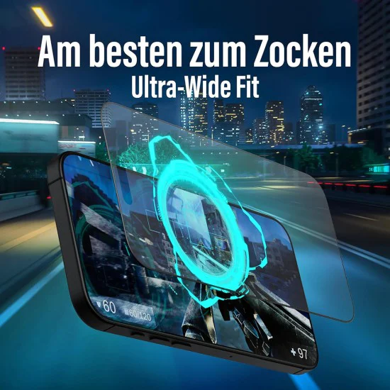 PanzerGlass® - Ултраширок протектор за екран за игри - iPhone 16 Pro - Матово черно