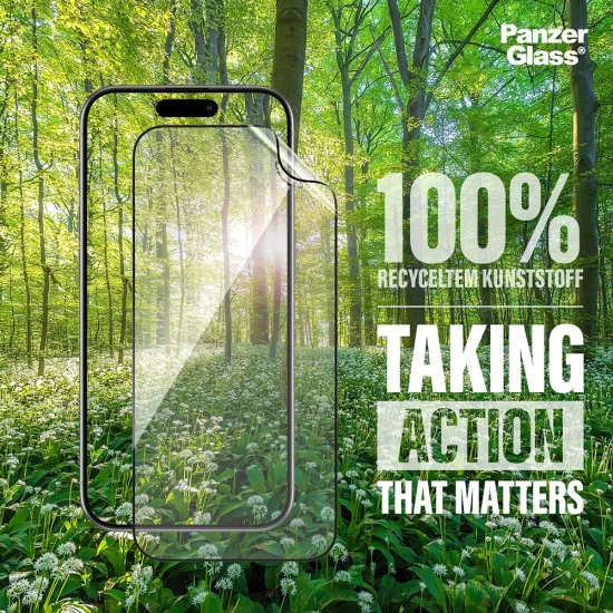 PanzerGlass® - Ултраширок протектор за екран EyeCare - iPhone 16 / iPhone 15 - Черен