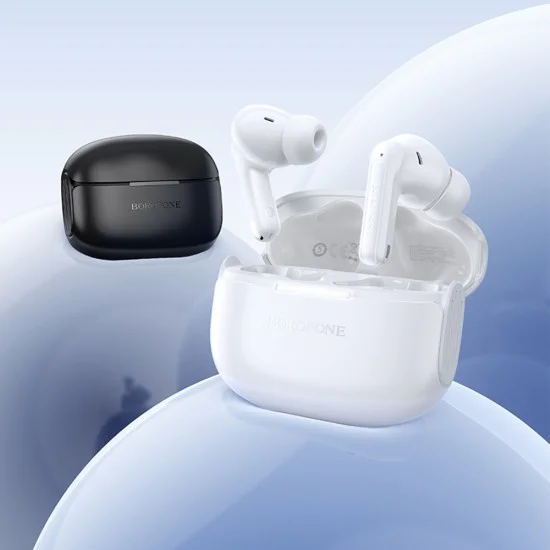 Слушалки – Borofone (FQ9 Peaceful) – Bluetooth 5.4, TWS, 300mAh – Черен