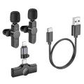 Безжични микрофони – Borofone (BFK12 Trophy, 2 броя) – 2.4GHz, Type-C + Lightning, 70mAh – Черен