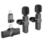 Безжични микрофони – Borofone (BFK12 Trophy, 2 броя) – 2.4GHz, Type-C + Lightning, 70mAh – Черен