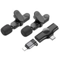 Безжични микрофони – Borofone (BFK12 Trophy, 2 броя) – 2.4GHz, Type-C + Lightning, 70mAh – Черен