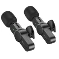 Безжични микрофони – Borofone (BFK12 Trophy, 2 броя) – 2.4GHz, Type-C + Lightning, 70mAh – Черен