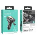 FM модулатор – Borofone (BC41 Eminency) – Bluetooth V5.0, 2x USB, MicroSD, QC3.0, 18W – Черен