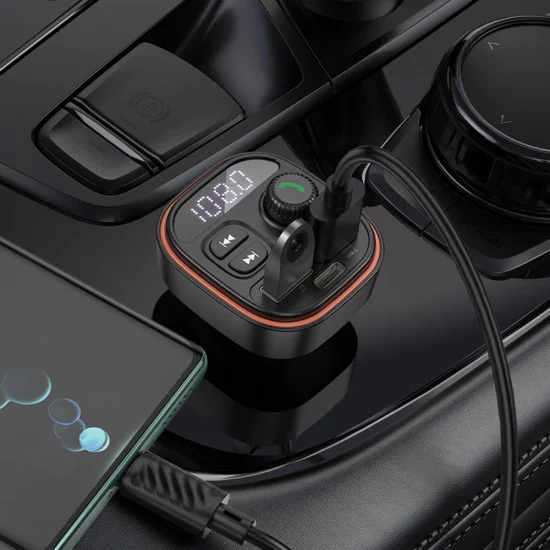 FM модулатор – Borofone (BC59 Heroic) – Bluetooth 5.4, 2x USB, Type-C, MP3 – Черен