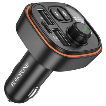 FM модулатор – Borofone (BC59 Heroic) – Bluetooth 5.4, 2x USB, Type-C, MP3 – Черен