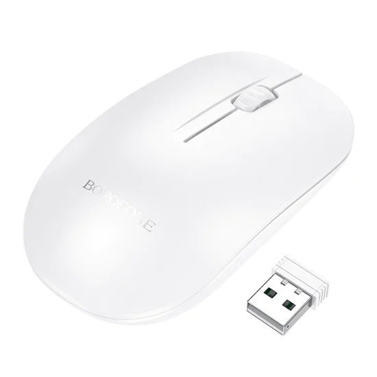Безжична мишка – Borofone (BG14 Planet) – 2.4GHz, 1000DPI – Бял