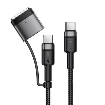 Кабел за данни / зареждане – Acefast C22-05 – Type-C към Type-C, Fast Charging, MagSafe 3 адаптер, 240W, 48V/5A, 1.2m – Черен