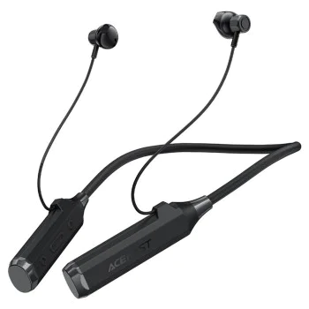 Безжични слушалки (N6) за спорт - Acefast - тип Neckband (зад врата), Bluetooth 5.4, IPX4, слот за TF карта, 1000mAh - Черно