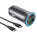 Зарядно за кола (B16) - Acefast - Бързо зареждане, USB, Type-C, 95W, с кабел 1.2м, алуминий - Метално сиво