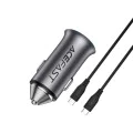 Зарядно за кола (B16) - Acefast - Бързо зареждане, USB, Type-C, 95W, с кабел 1.2м, алуминий - Метално сиво