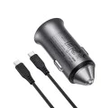 Зарядно за кола (B16) - Acefast - Бързо зареждане, USB, Type-C, 95W, с кабел 1.2м, алуминий - Метално сиво