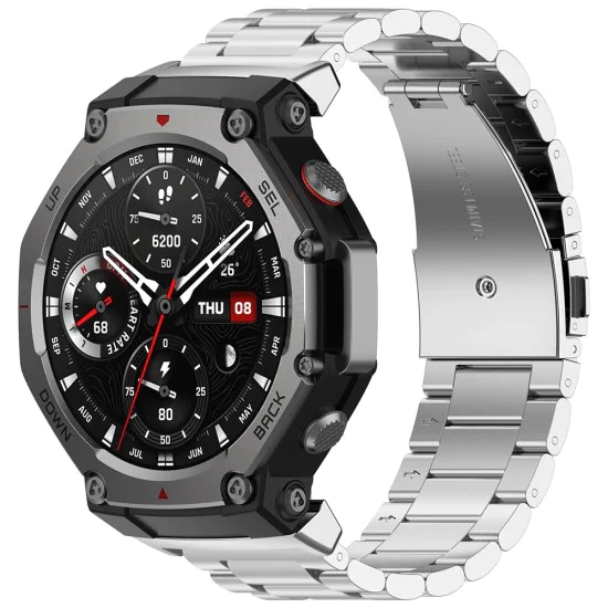 Каишка за часовник – Techsuit W010 – Amazfit T-Rex 3 – Сребриста