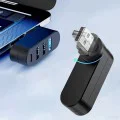 Techsuit - Докинг станция SplitterNode 4 в 1 (H17) - USB към 3x USB, 1x Type-C, 5Gbps, ABS, 180° въртене - Черна