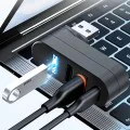 Techsuit - Докинг станция SplitterNode 4 в 1 (H17) - USB към 3x USB, 1x Type-C, 5Gbps, ABS, 180° въртене - Черна