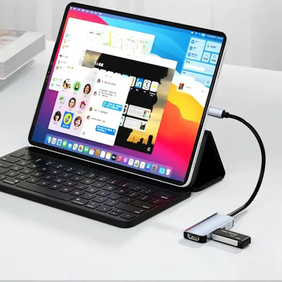 Techsuit - Докинг станция TurboChargeX 3 в 1 (H4) - Type-C към Type-C, USB, HDMI, 4K@30Hz, PD87W - Сив