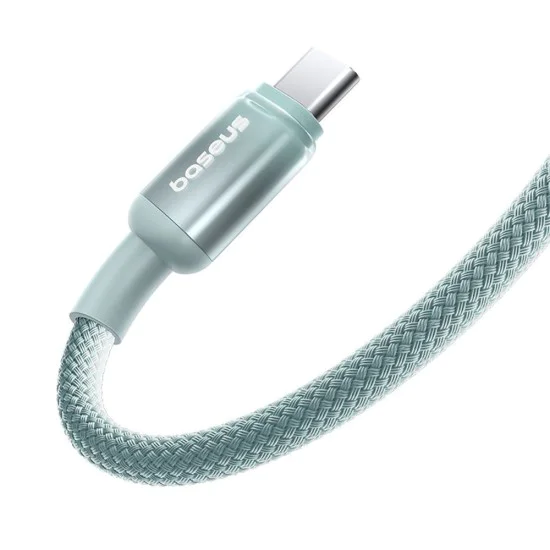 Кабел за данни Discolor (E0420701) - Baseus - USB-C към USB-C, 100W, 480Mbps, 2м - Синьо/Зелено