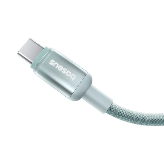 Кабел за данни Discolor (E0420701) - Baseus - USB-C към USB-C, 100W, 480Mbps, 2м - Синьо/Зелено