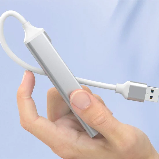 Techsuit - Докинг станция PolarisBridge 4 в 1 (H19) - USB към 2x USB 2.0, 1x USB 3.0, 1x Type-C - Сив/Бял