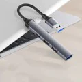 Techsuit - Докинг станция PolarisBridge 4 в 1 (H19) - USB към 2x USB 2.0, 1x USB 3.0, 1x Type-C - Сив/Бял
