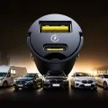Baseus - Зарядно за кола Tiny Star Mini (C00035001121-02) - USB, Type-C, 30W, с вградена дръжка, 12V до 24V - Черно