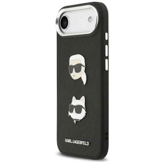 Калъф за iPhone 17 Air – Karl Lagerfeld (KLHCP17MPSFDHPOK) FW Grained Heads Pins & Logo – Черен