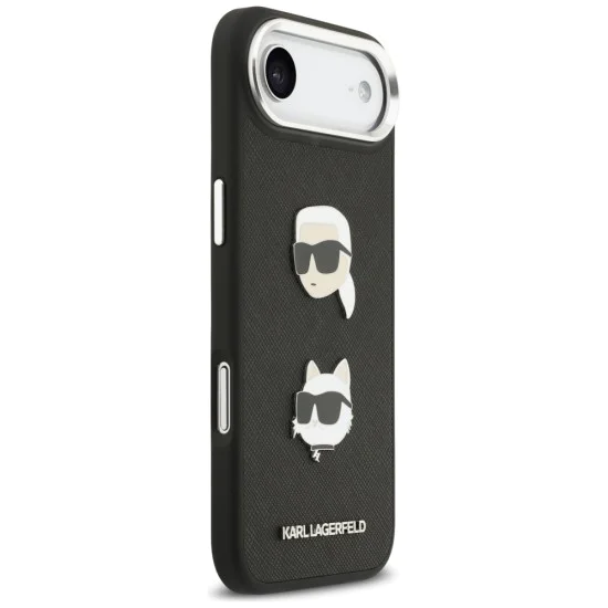 Калъф за iPhone 17 Air – Karl Lagerfeld (KLHCP17MPSFDHPOK) FW Grained Heads Pins & Logo – Черен
