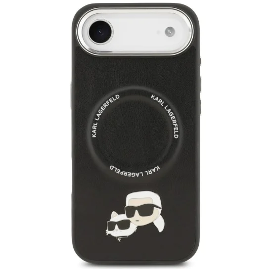 Калъф за iPhone 17 Air – с MagSafe – Karl Lagerfeld (KLHMP17MPSMLRKCK) Leather Karl & Choupette Pins – Черен
