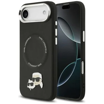 Калъф за iPhone 17 Air – с MagSafe – Karl Lagerfeld (KLHMP17MPSMLRKCK) Leather Karl & Choupette Pins – Черен