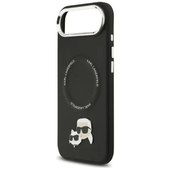 Калъф за iPhone 17 Air – с MagSafe – Karl Lagerfeld (KLHMP17MPSMLRKCK) Leather Karl & Choupette Pins – Черен