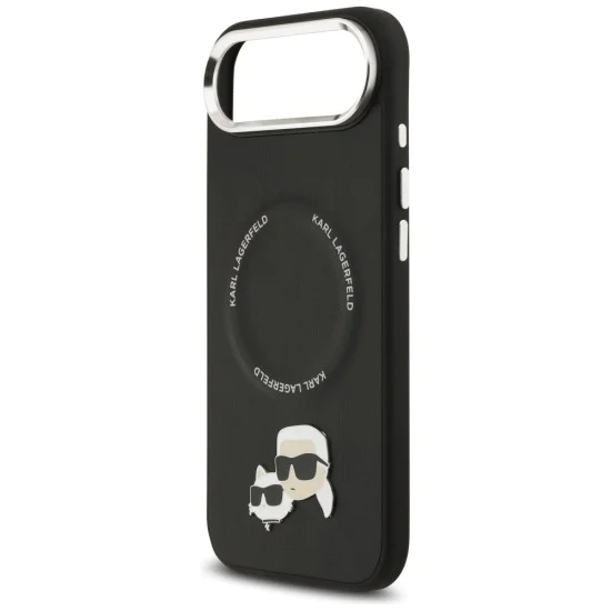 Калъф за iPhone 17 Air – с MagSafe – Karl Lagerfeld (KLHMP17MPSMLRKCK) Leather Karl & Choupette Pins – Черен