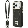 Калъф за iPhone 17 Pro – с MagSafe – Karl Lagerfeld (KLHMP17LPCRLRKLK) Hardcase Big Strap Karl Metal Logo – Черен