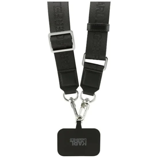 Калъф за iPhone 17 Pro – с MagSafe – Karl Lagerfeld (KLHMP17LPCRLRKLK) Hardcase Big Strap Karl Metal Logo – Черен