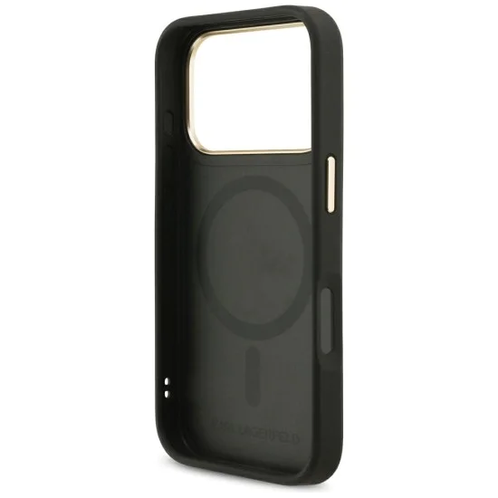 Калъф за iPhone 17 Pro – с MagSafe – Karl Lagerfeld (KLHMP17LPCRLRKLK) Hardcase Big Strap Karl Metal Logo – Черен