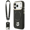 Калъф за iPhone 17 Pro Max – с MagSafe – Karl Lagerfeld (KLHMP17XPCRLRCHK) Hardcase Big Strap Karl Metal Logo – Черен