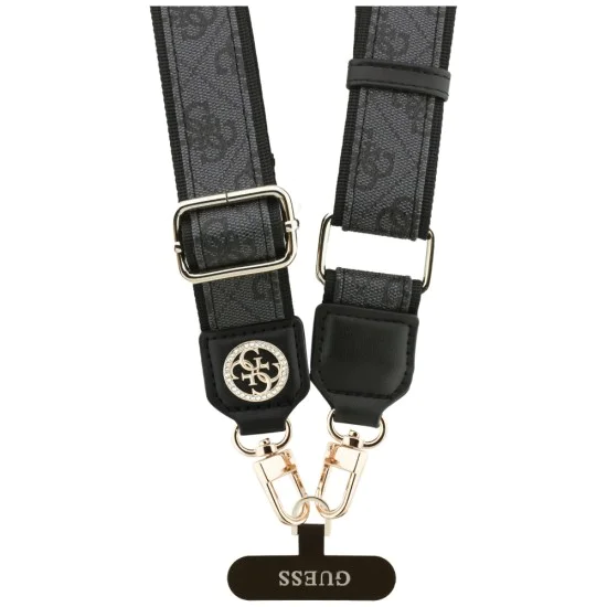 Универсална презрамка – Guess (GUUCNP4DGMK) 4G Strass Metal Logo – регулируема, 1.5m – Черен