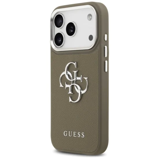 Калъф за iPhone 17 Pro – Guess (GUHCP17LPG4SMCEW) Hardcase Grained Big 4G Classic Logo – Кафяв