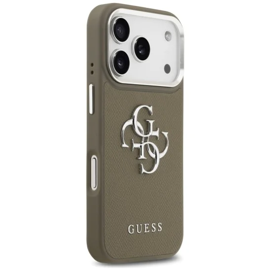 Калъф за iPhone 17 Pro – Guess (GUHCP17LPG4SMCEW) Hardcase Grained Big 4G Classic Logo – Кафяв