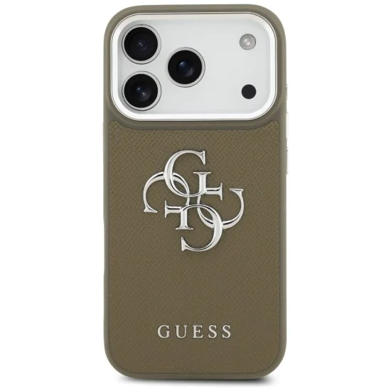 Калъф за iPhone 17 Pro – Guess (GUHCP17LPG4SMCEW) Hardcase Grained Big 4G Classic Logo – Кафяв