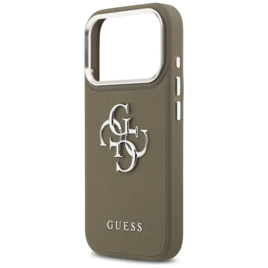 Калъф за iPhone 17 Pro – Guess (GUHCP17LPG4SMCEW) Hardcase Grained Big 4G Classic Logo – Кафяв