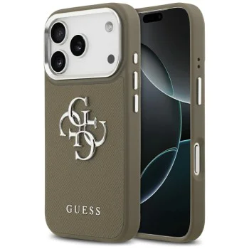 Калъф за iPhone 17 Pro – Guess (GUHCP17LPG4SMCEW) Hardcase Grained Big 4G Classic Logo – Кафяв