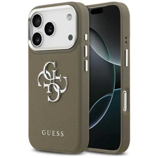 Калъф за iPhone 17 Pro – Guess (GUHCP17LPG4SMCEW) Hardcase Grained Big 4G Classic Logo – Кафяв