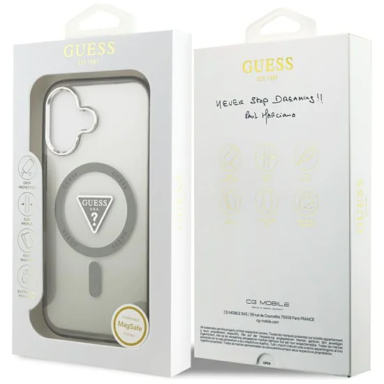 Калъф за iPhone 17 – с MagSafe – Guess (GUHMP17SHGTMLCGA) IML Gradient Triangle Logo – Каки