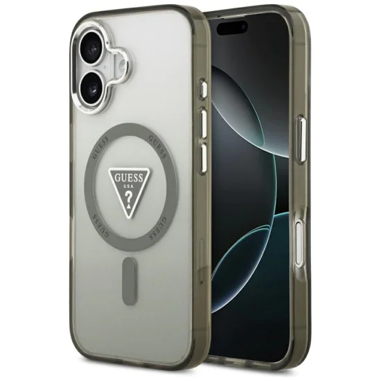 Калъф за iPhone 17 – с MagSafe – Guess (GUHMP17SHGTMLCGA) IML Gradient Triangle Logo – Каки