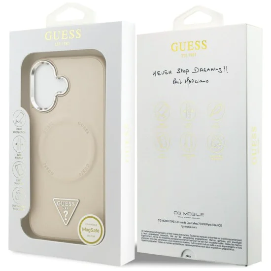 Калъф за iPhone 17 – с MagSafe – Guess (GUHMP17SPSDTSCME) Hardcase Triangle Logo – Бежов