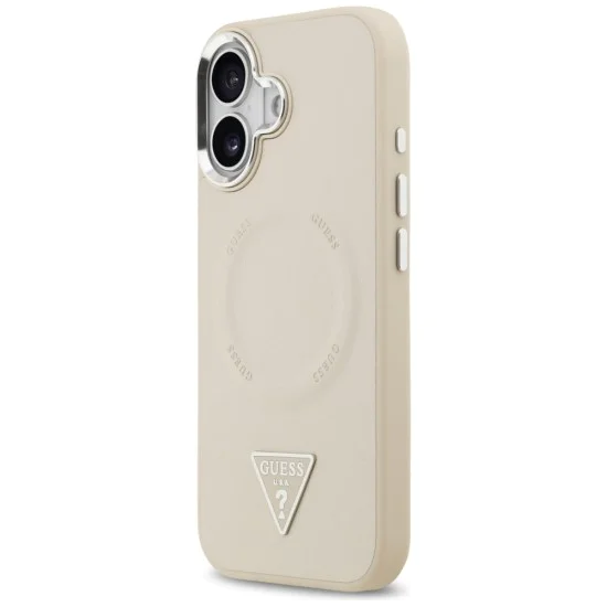 Калъф за iPhone 17 – с MagSafe – Guess (GUHMP17SPSDTSCME) Hardcase Triangle Logo – Бежов