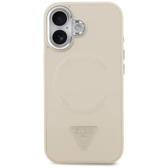 Калъф за iPhone 17 – с MagSafe – Guess (GUHMP17SPSDTSCME) Hardcase Triangle Logo – Бежов