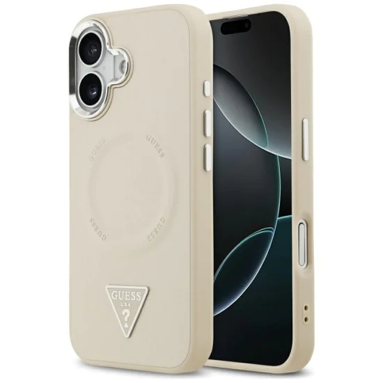 Калъф за iPhone 17 – с MagSafe – Guess (GUHMP17SPSDTSCME) Hardcase Triangle Logo – Бежов
